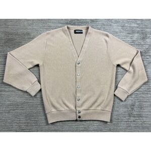 Vintage Pine State Sweater Men Medium Beige Button Up Cardigan Knit Made USA 90s